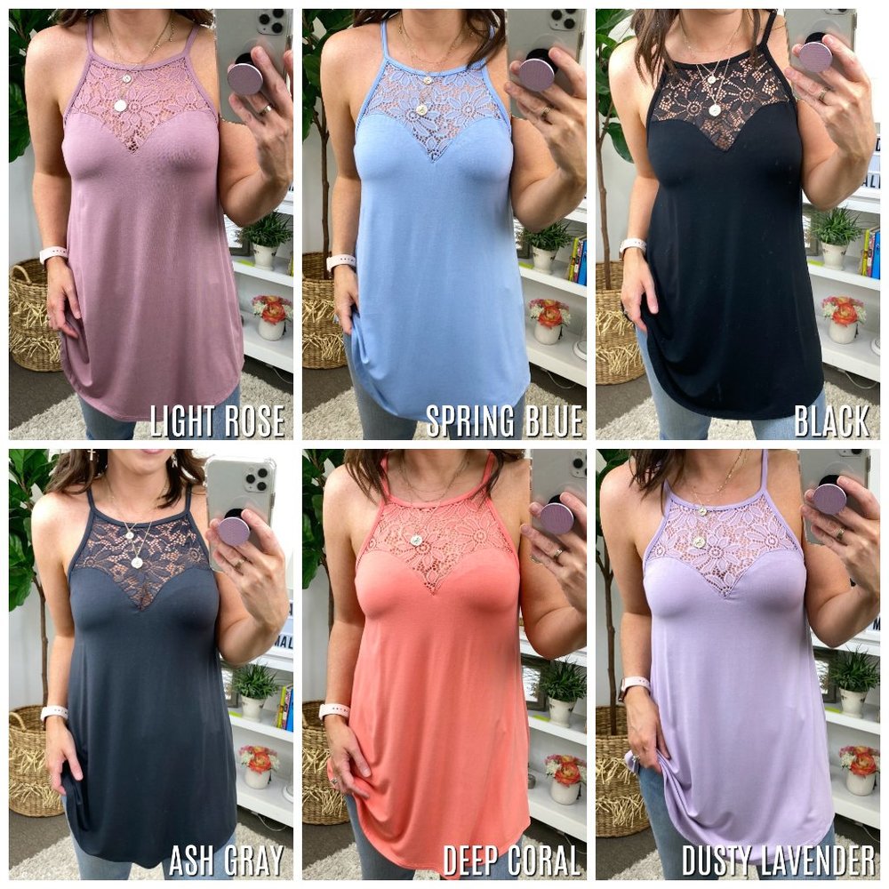 Madison + Mallory Good Graces Lace Tank in Deep Coral Size Medium